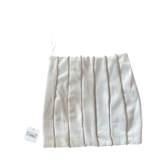 Altar'd State White Mini Skirt XS Rhinestone Embellished Party Cocktail‎ - Picture 5 of 6